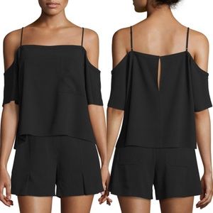 T by Alexander Wang Crepe Cold-Shoulder Top